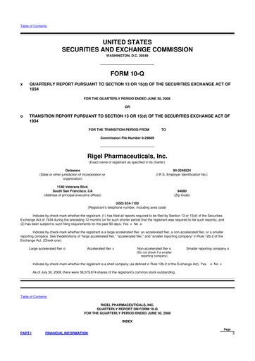 Thumbnail Rigel Pharmaceuticals 10-Q Quarterly Report FY 
