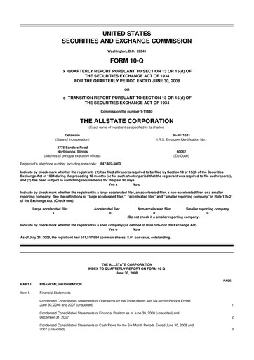 Vorschaubild Allstate 10-Q Quartalsbericht  
