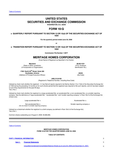 Thumbnail Meritage Homes 10-Q Quarterly Report FY 
