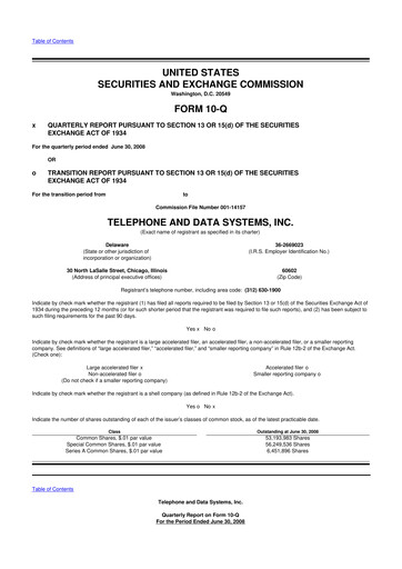 Thumbnail Telephone and Data Systems
 10-Q Quarterly Report FY 