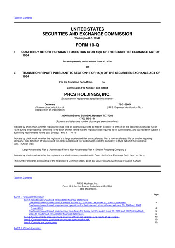 Thumbnail PROS Holdings, Inc.
 10-Q Quarterly Report FY 