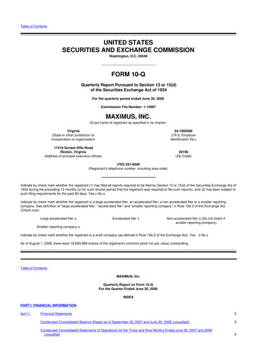 Thumbnail Maximus 10-Q Quarterly Report FY 