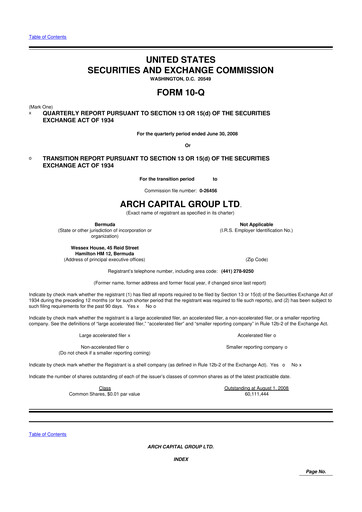 Vorschaubild Arch Capital 10-Q Quartalsbericht  