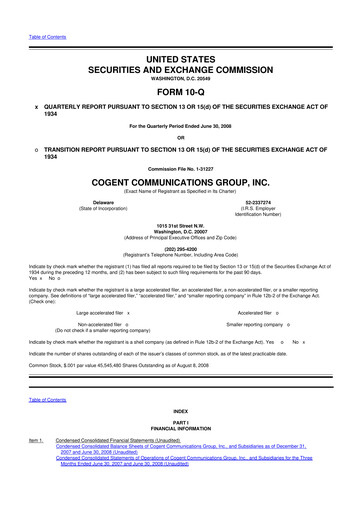 Thumbnail Cogent Communications
 10-Q Quarterly Report FY 