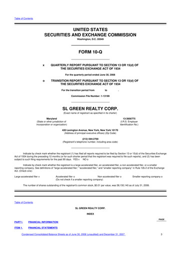 Thumbnail SL Green Realty
 10-Q Quarterly Report FY 
