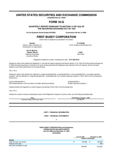 Thumbnail First Busey 10-Q Quarterly Report FY 