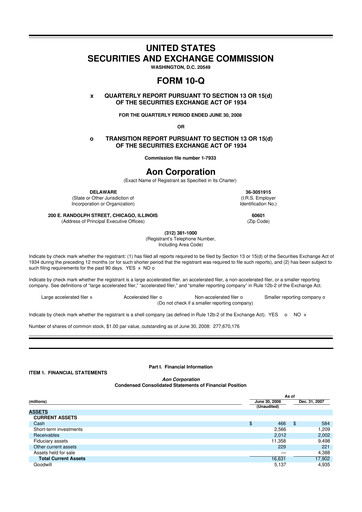 Vorschaubild Aon 10-Q Quartalsbericht  