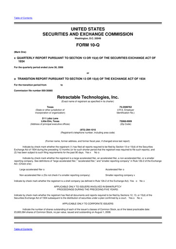 Thumbnail Retractable Technologies 10-Q Quarterly Report FY 