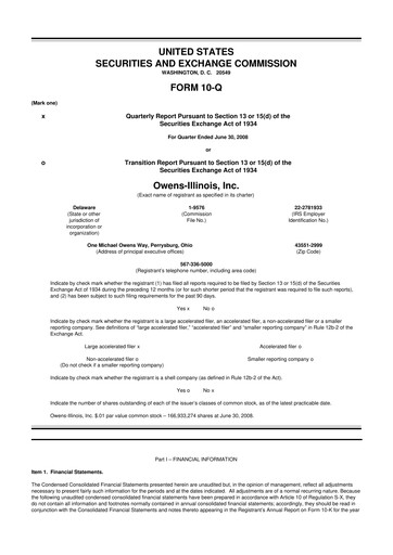 Thumbnail O-I Glass
 10-Q Quarterly Report FY 