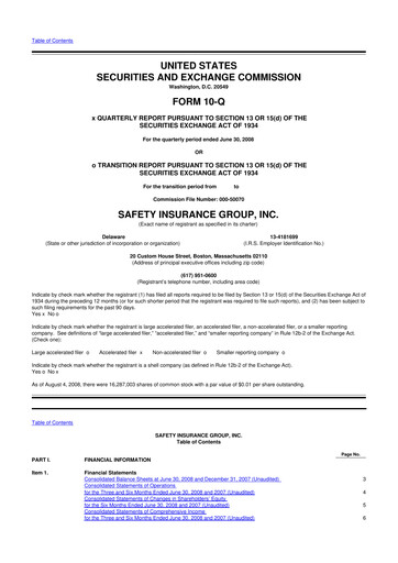 Miniature Safety Insurance
 10-Q Rapport trimestriel  