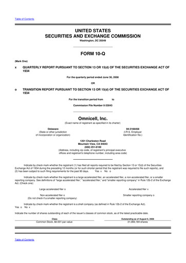 Thumbnail Omnicell
 10-Q Quarterly Report FY 