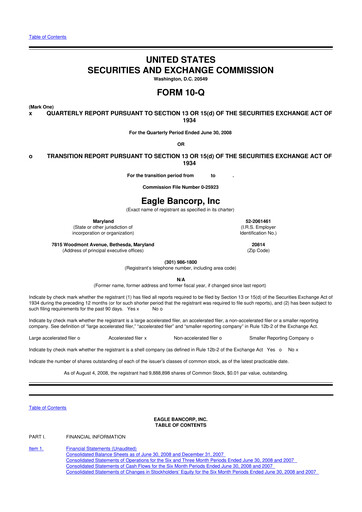 Thumbnail Eagle Bancorp 10-Q Quarterly Report FY 