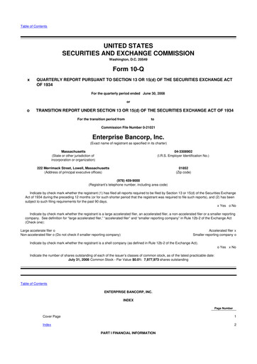 Thumbnail Enterprise Bancorp 10-Q Quarterly Report FY 