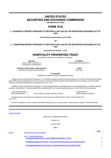Thumbnail Service Properties Trust 10-Q Quarterly Report FY 