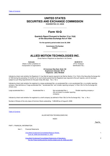 Thumbnail Allient 10-Q Quarterly Report FY 