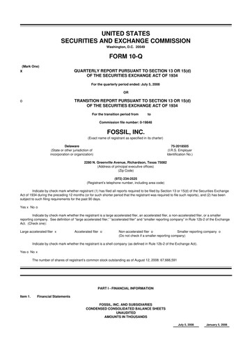 Thumbnail Fossil Group 10-Q Quarterly Report FY 