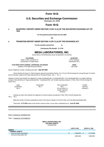 Thumbnail Mesa Laboratories 10-Q Quarterly Report FY 