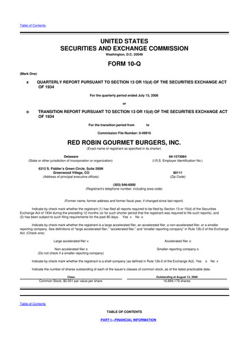 Thumbnail Red Robin
 10-Q Quarterly Report FY 