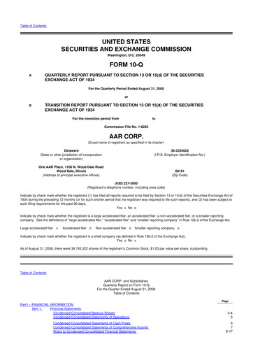 Thumbnail AAR 10-Q Quarterly Report FY 