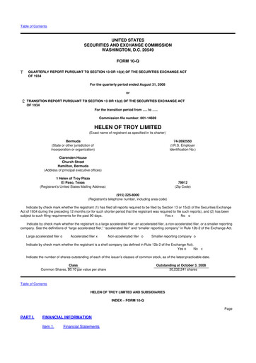 Vorschaubild Helen of Troy 10-Q Quartalsbericht  