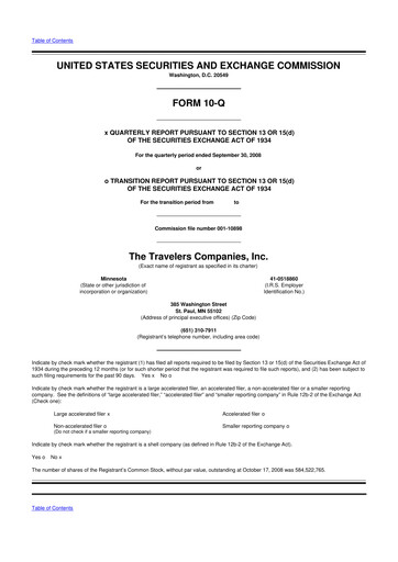 Thumbnail The Travelers Companies 10-Q Quarterly Report FY 