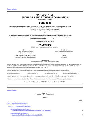 Vorschaubild Paccar 10-Q Quartalsbericht  