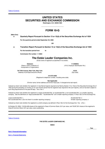 Miniature Estee Lauder 10-Q Rapport trimestriel  