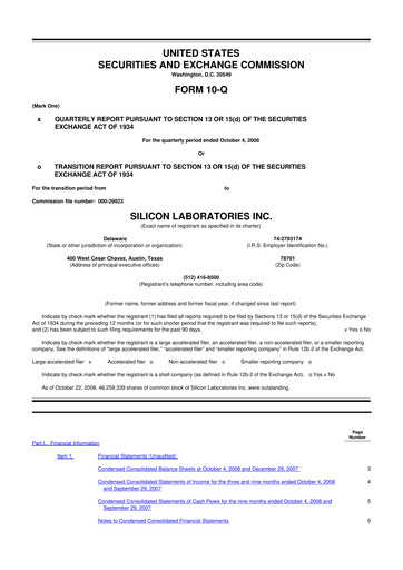Thumbnail Silicon Labs
 10-Q Quarterly Report FY 