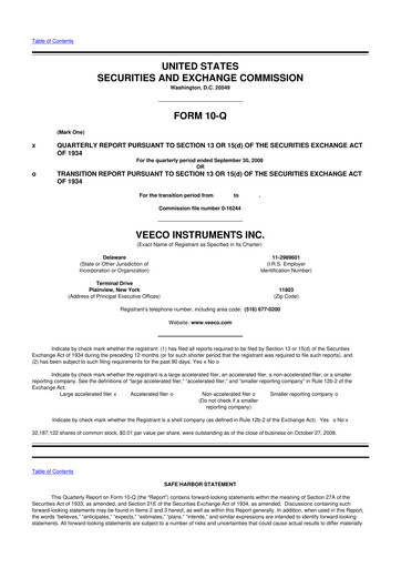 Thumbnail Veeco
 10-Q Quarterly Report FY 