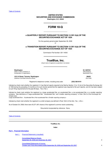 Thumbnail TrueBlue 10-Q Quarterly Report FY 