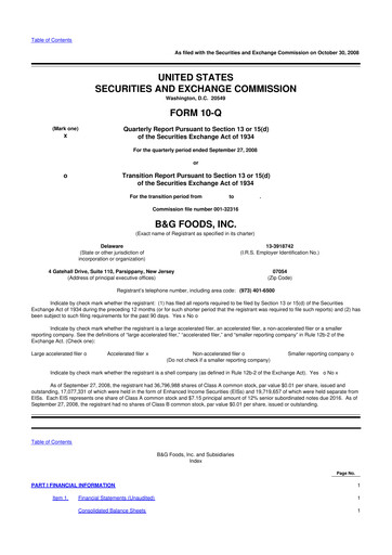 Vorschaubild B&G Foods

 10-Q Quartalsbericht  