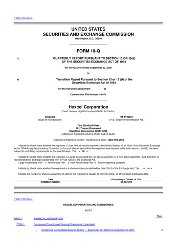 Thumbnail Hexcel
 10-Q Quarterly Report FY 