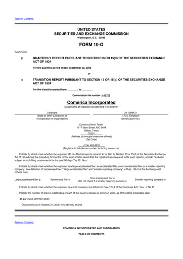 Vorschaubild Comerica 10-Q Quartalsbericht  