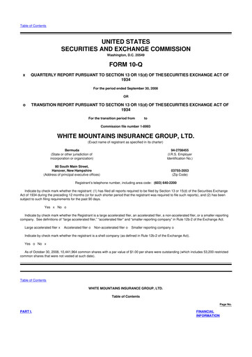 Miniature White Mountains Insurance Group 10-Q Rapport trimestriel  