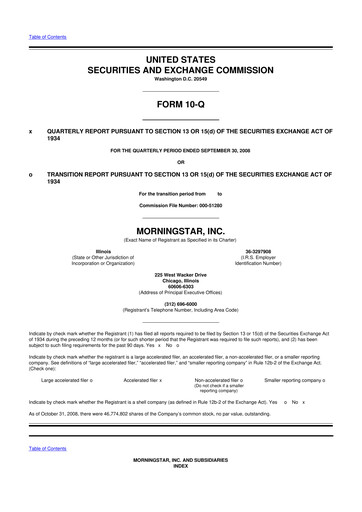 Vorschaubild Morningstar
 10-Q Quartalsbericht  
