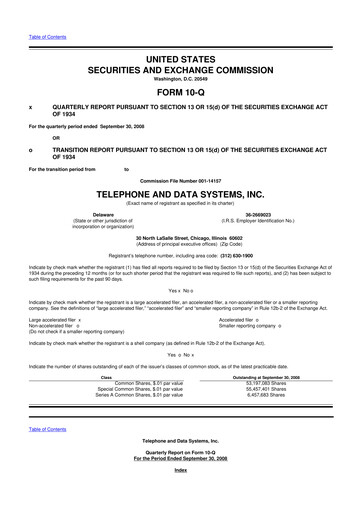 Thumbnail Telephone and Data Systems
 10-Q Quarterly Report FY 