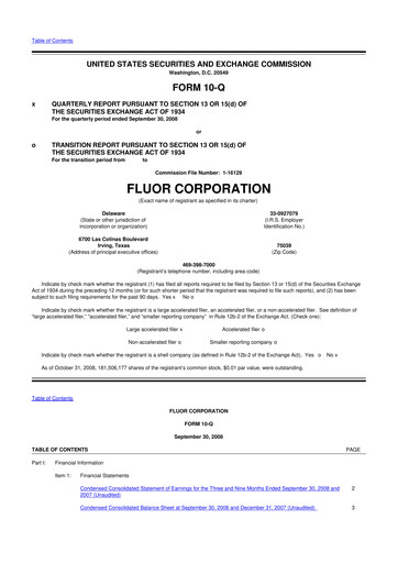 Thumbnail Fluor Corporation
 10-Q Quarterly Report FY 