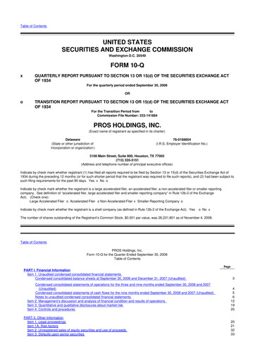 Thumbnail PROS Holdings, Inc.
 10-Q Quarterly Report FY 