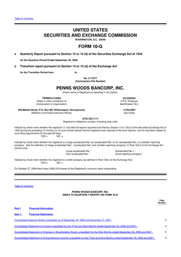Thumbnail Penns Woods Bancorp 10-Q Quarterly Report FY 