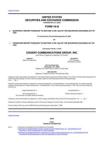 Thumbnail Cogent Communications
 10-Q Quarterly Report FY 