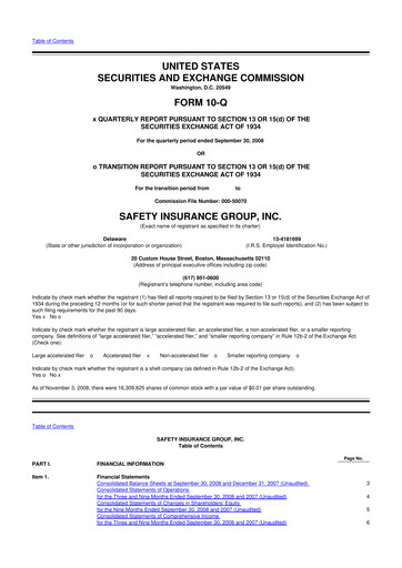 Miniature Safety Insurance
 10-Q Rapport trimestriel  