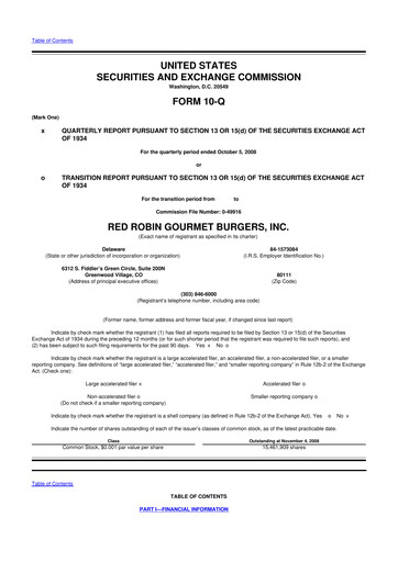 Thumbnail Red Robin
 10-Q Quarterly Report FY 