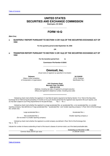 Thumbnail Omnicell
 10-Q Quarterly Report FY 