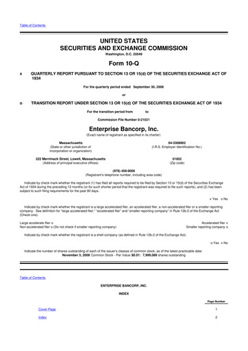 Thumbnail Enterprise Bancorp 10-Q Quarterly Report FY 