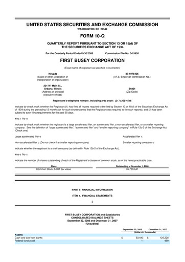 Thumbnail First Busey 10-Q Quarterly Report FY 