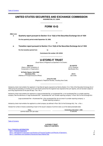 Thumbnail CubeSmart
 10-Q Quarterly Report FY 