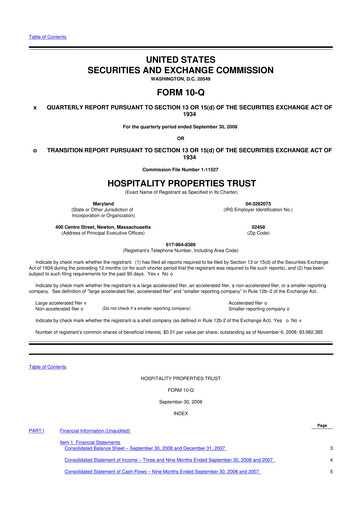 Thumbnail Service Properties Trust 10-Q Quarterly Report FY 