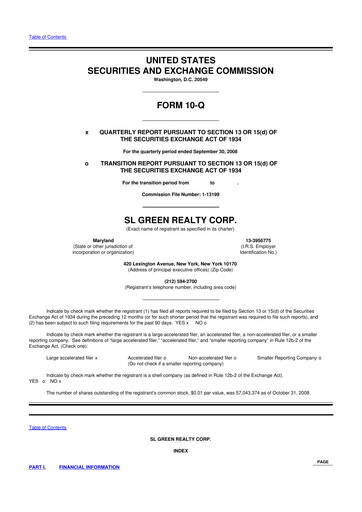 Thumbnail SL Green Realty
 10-Q Quarterly Report FY 
