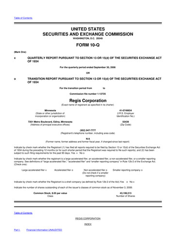 Thumbnail Regis Corporation
 10-Q Quarterly Report FY 