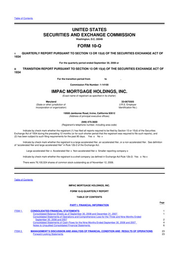 Thumbnail Impac Mortgage Holdings 10-Q Quarterly Report FY 